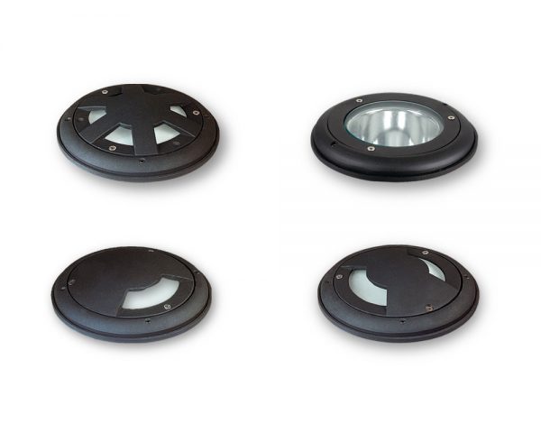 3030-tapas EMBUTIDO DE PISO FRENTE REDONDO NEGRO PARA DICRO LED